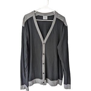 SP Collection XXL Black Gray Button-Up Cardigan Sweater Lightweight Casual Soft